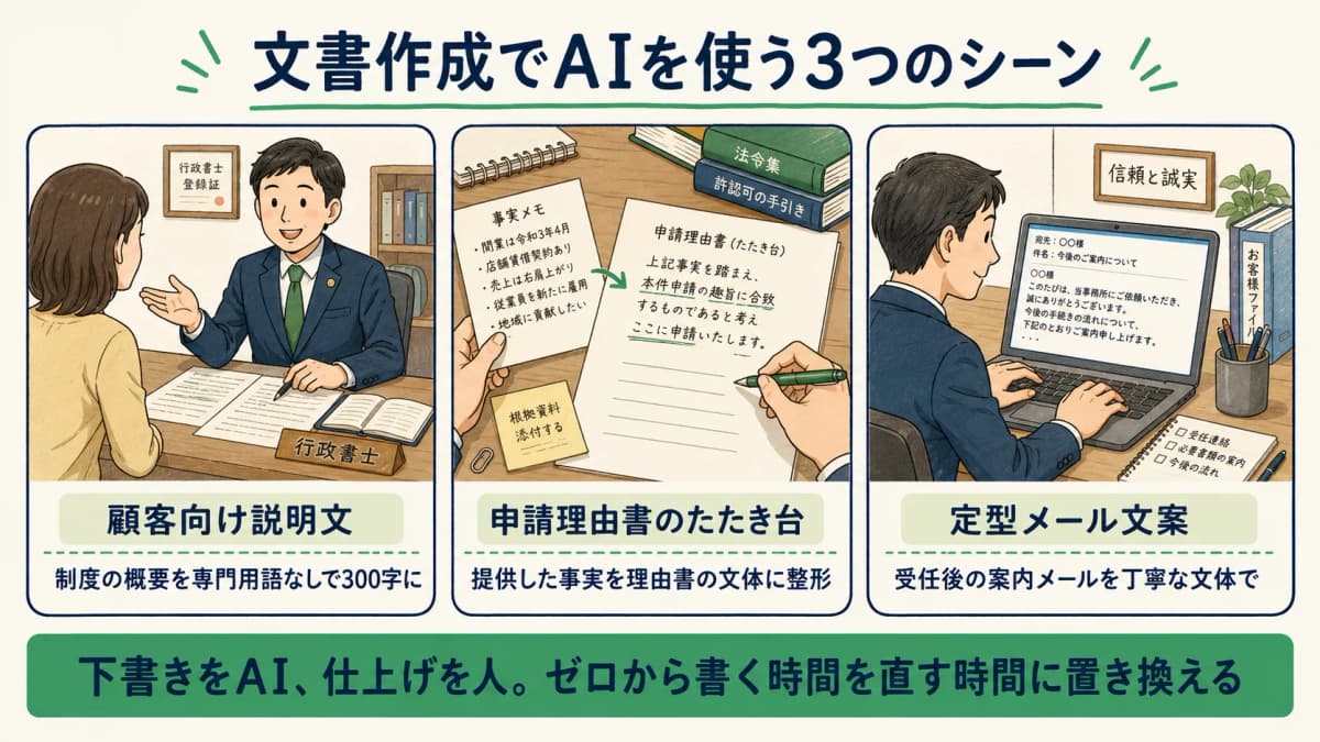 申請書ドラフト作成と下調べでAIを使う3つのシーン