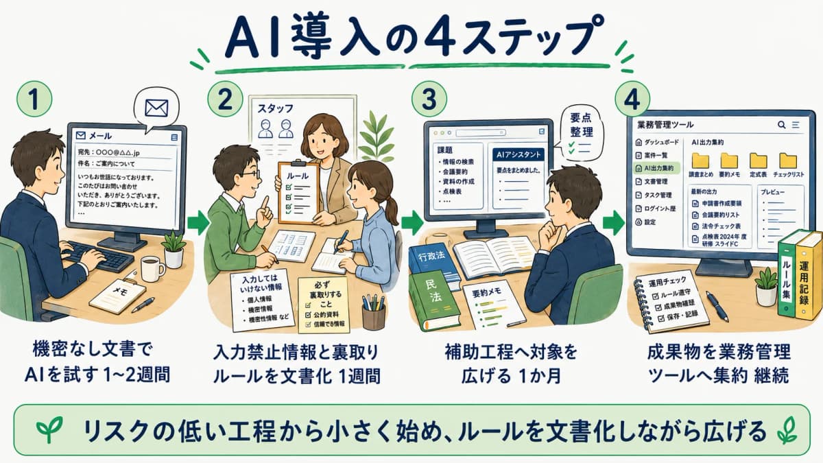 AI導入を小さく始めて広げる4ステップのロードマップ