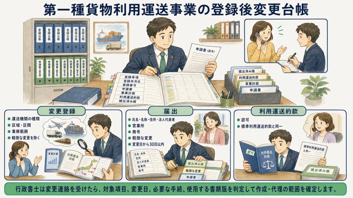 第一種貨物利用運送事業の登録後変更台帳