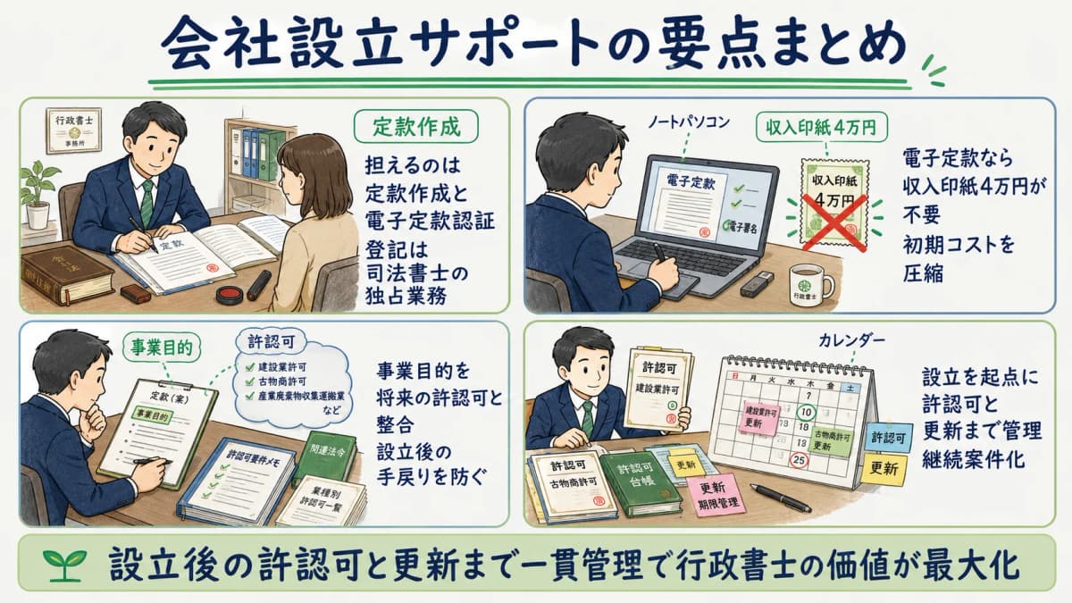 会社設立サポートの全体像をまとめた図