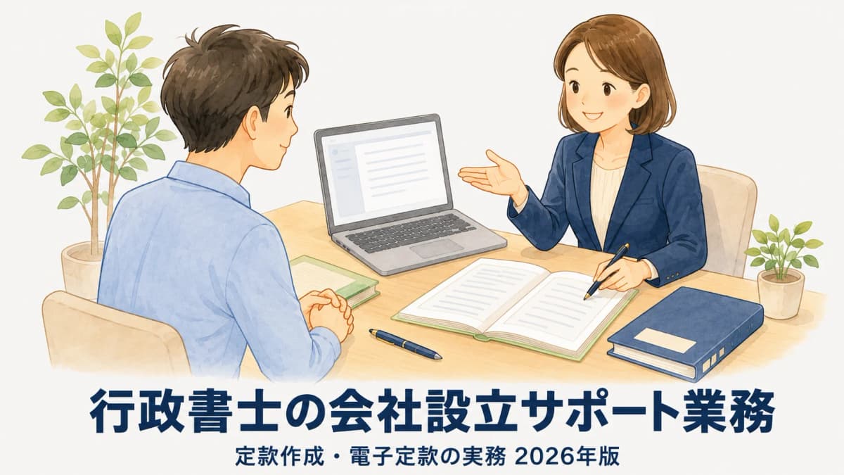 【2026年版】行政書士の会社設立サポート業務|定款作成・電子定款の実務