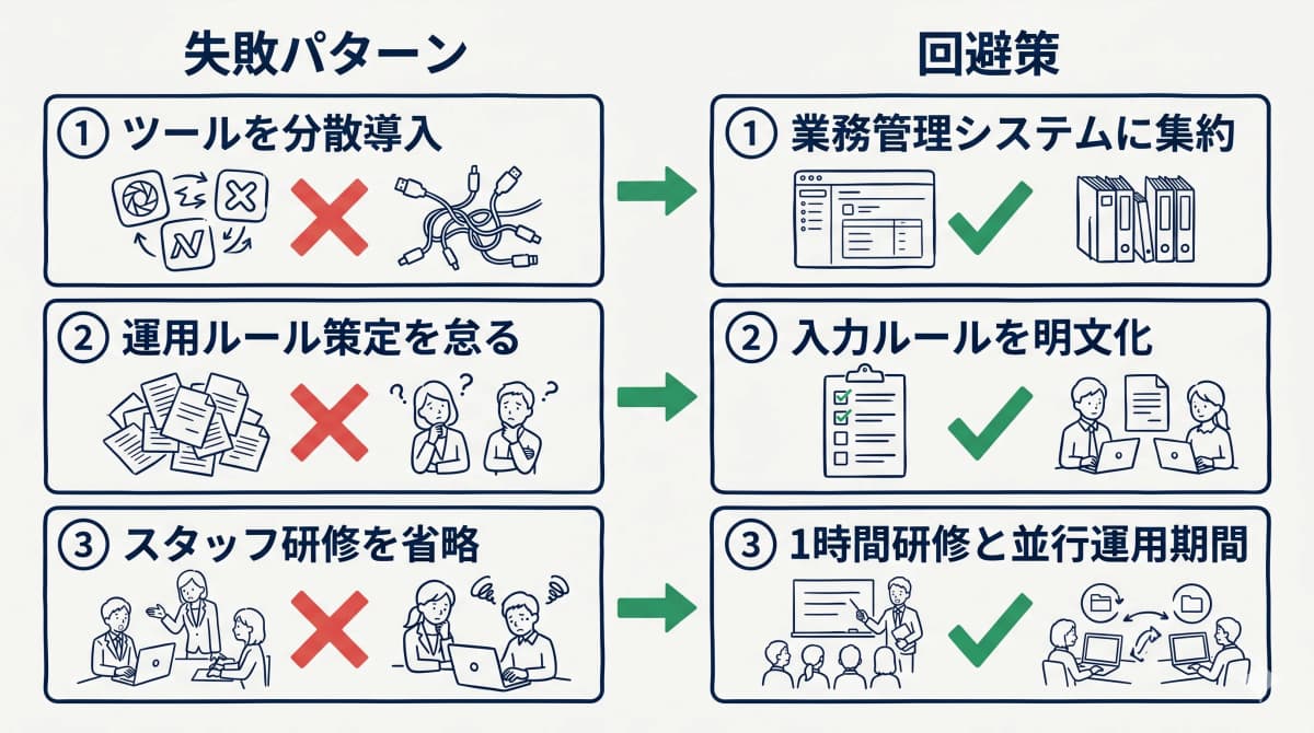 失敗パターンと回避策