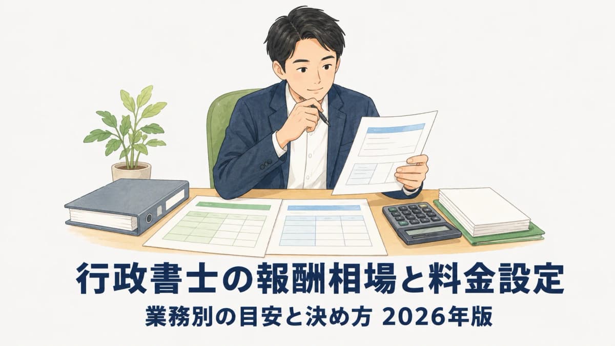 【2026年版】行政書士の報酬相場と料金設定|業務別の目安と決め方