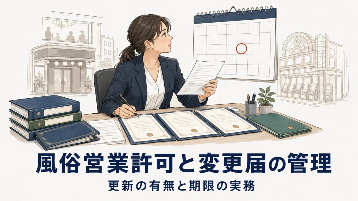 【2026年版】風俗営業許可の更新の有無・変更届の管理|期限と書類の実務