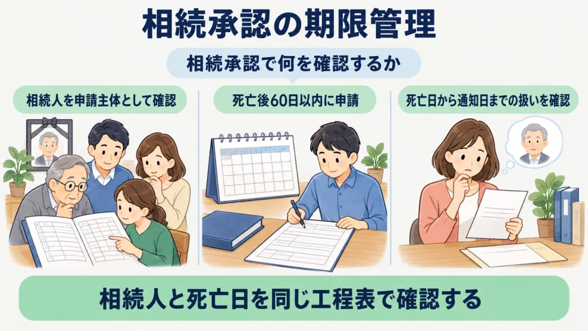 死亡日から相続承認申請までを管理する風俗営業許可の時間軸