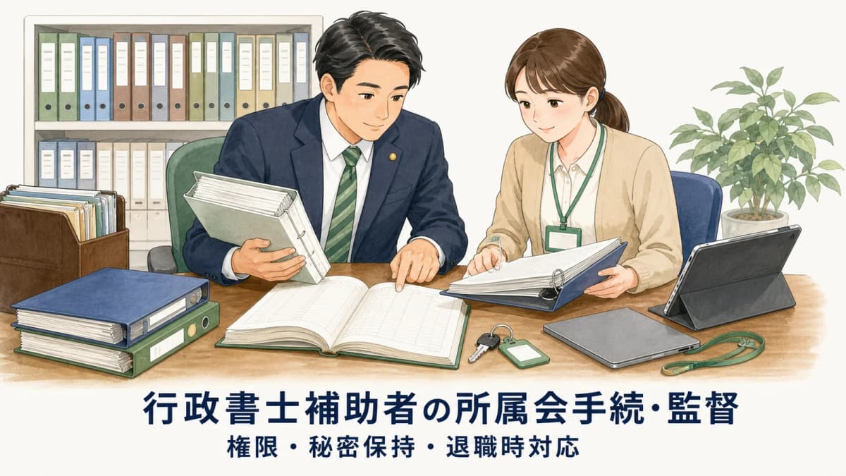 【2026年版】行政書士補助者の所属会手続・監督|権限・秘密保持・退職時対応