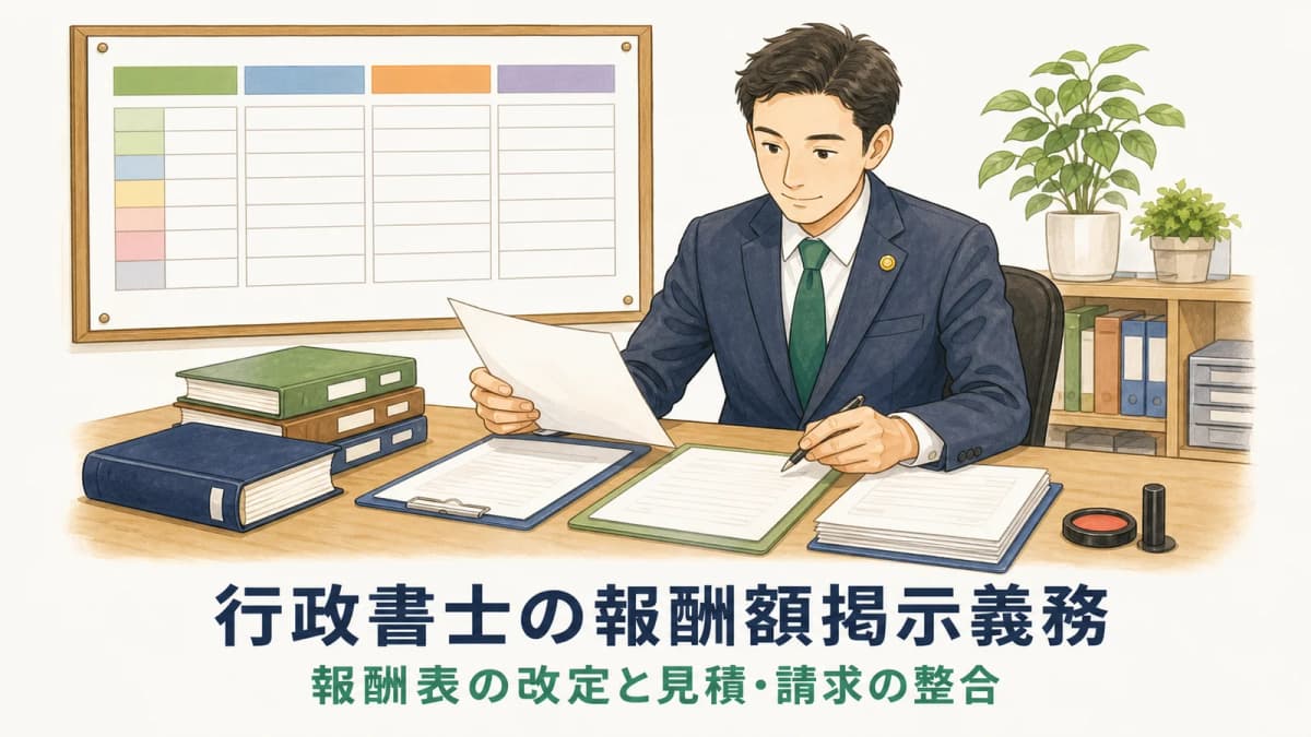 【2026年版】行政書士の報酬額掲示義務|報酬表の改定と見積・請求の整合