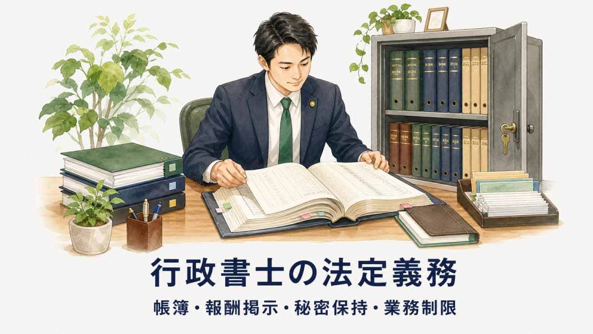 【2026年版】行政書士の法定義務まとめ|帳簿・報酬掲示・秘密保持・業務制限