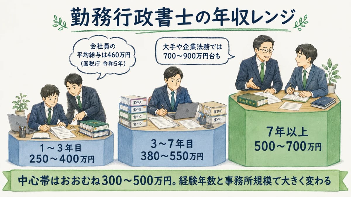 勤務行政書士の年収レンジ