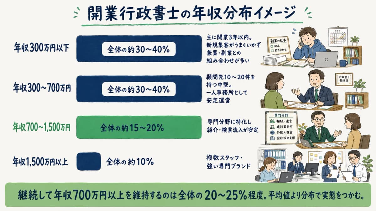開業行政書士の年収分布