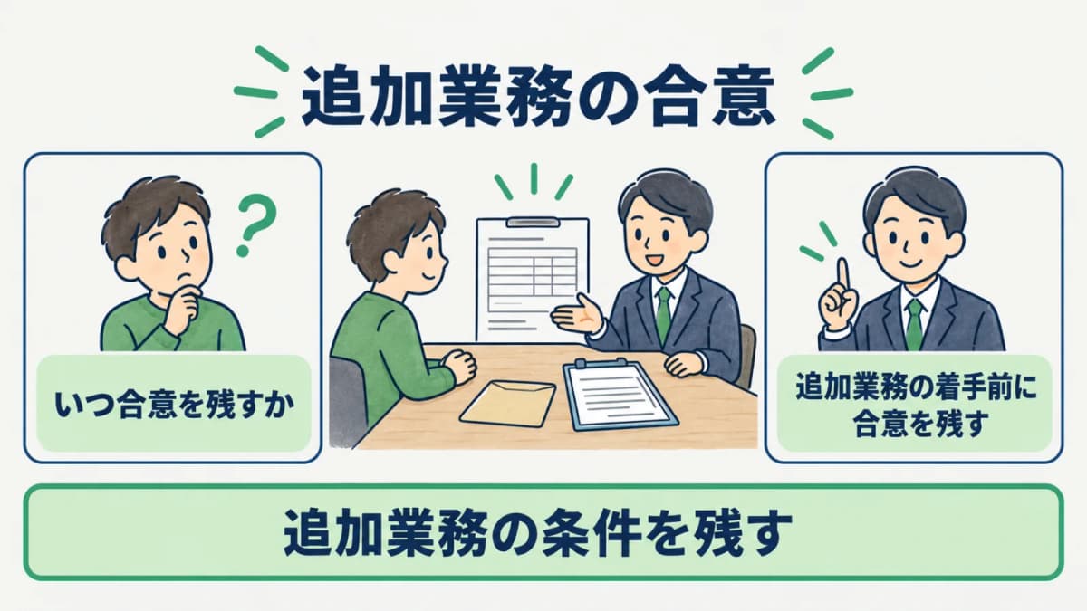 追加依頼から条件変更を記録するまでの流れ