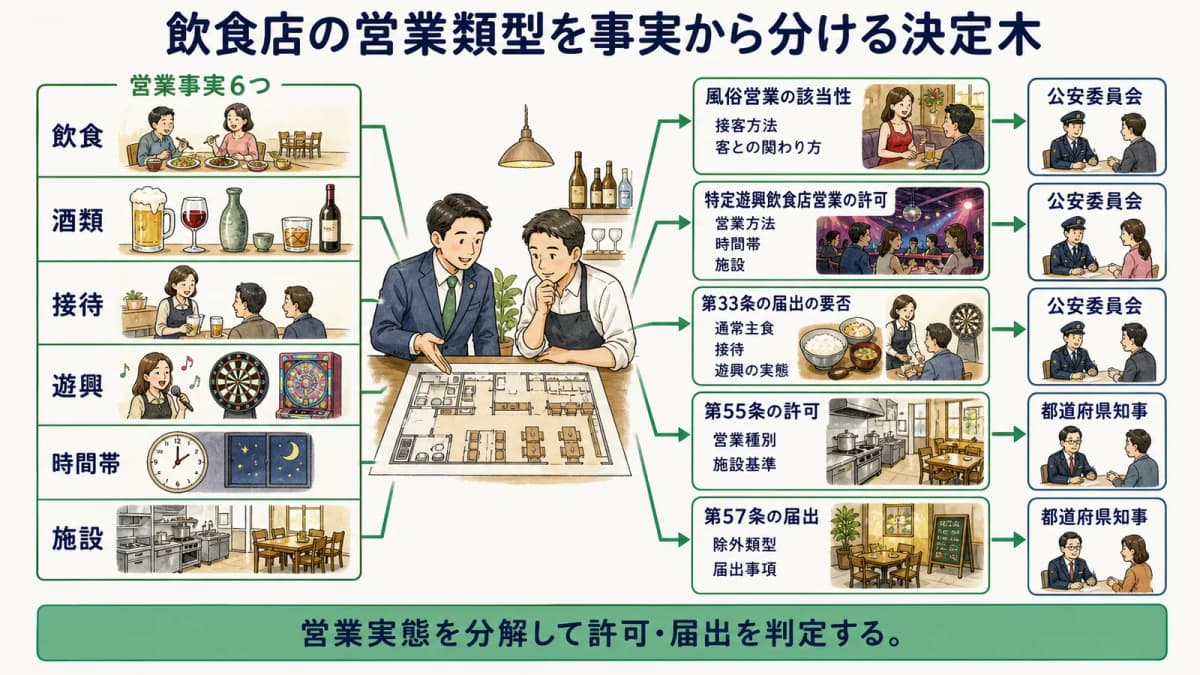 飲食店の営業類型を事実から分ける決定木