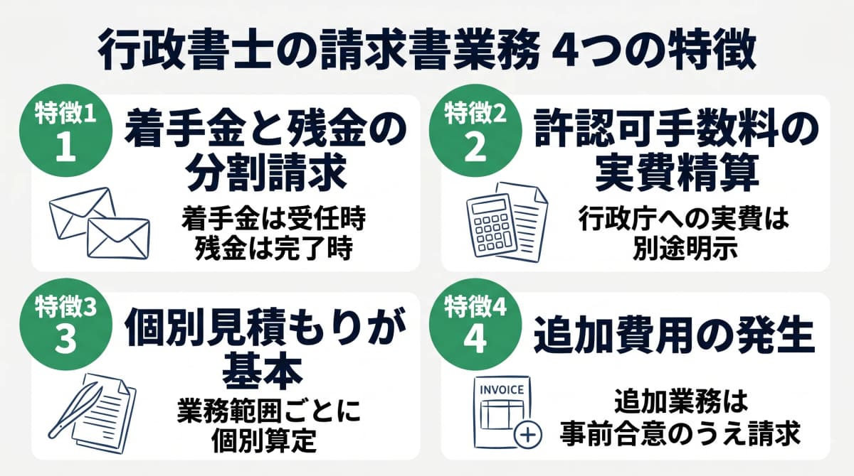 行政書士の請求書業務の特徴