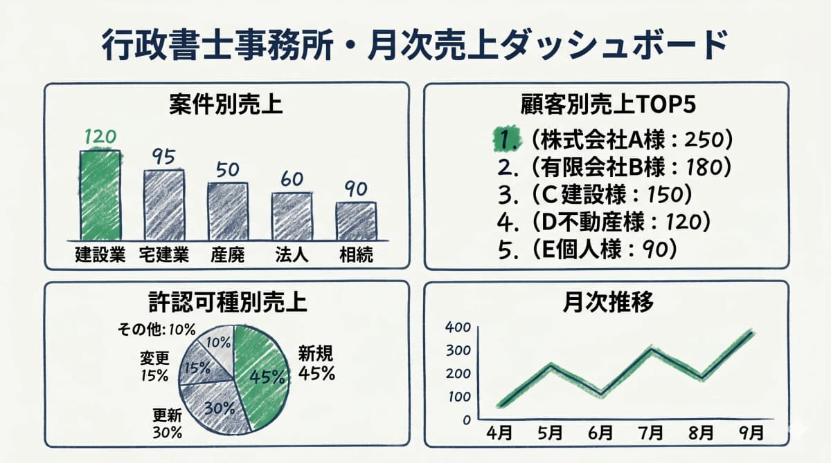 月次の売上管理イメージ