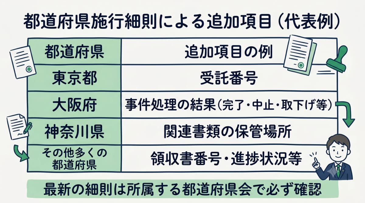 都道府県施行細則による追加項目