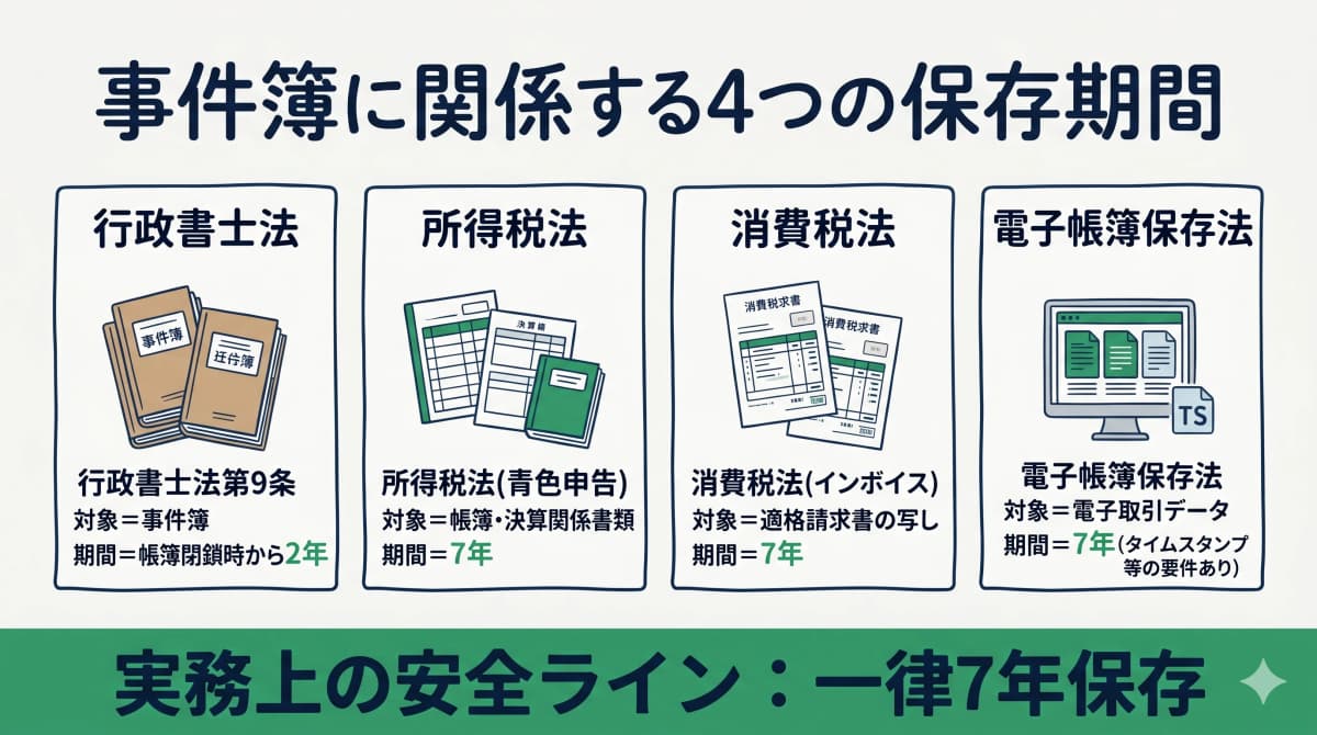 事件簿の保存期間とインボイス・税法との関係
