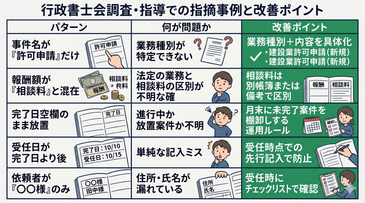 事件簿のNG例と修正後のOK例
