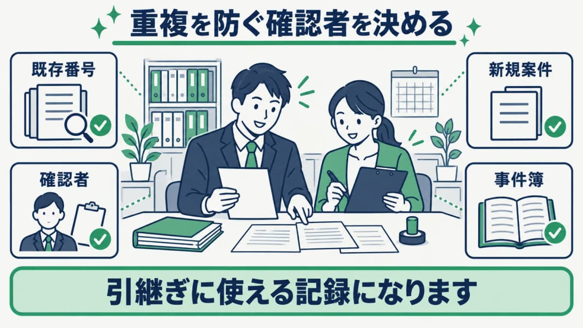 既存番号と新規案件を照合する担当分担図