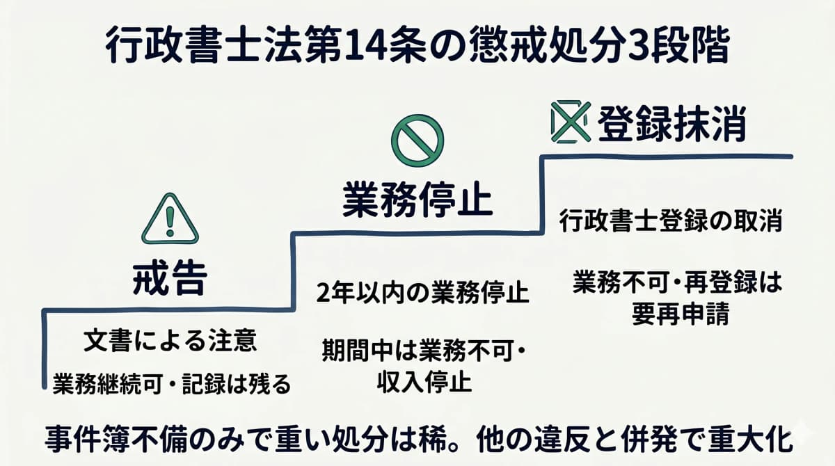 行政書士法第14条の懲戒処分3段階