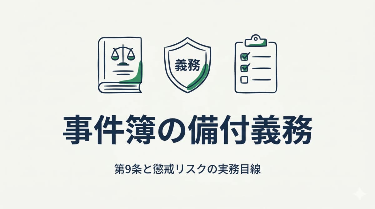 行政書士の事件簿備付義務とは|行政書士法第9条と懲戒リスクを実務目線で解説【2026年版】