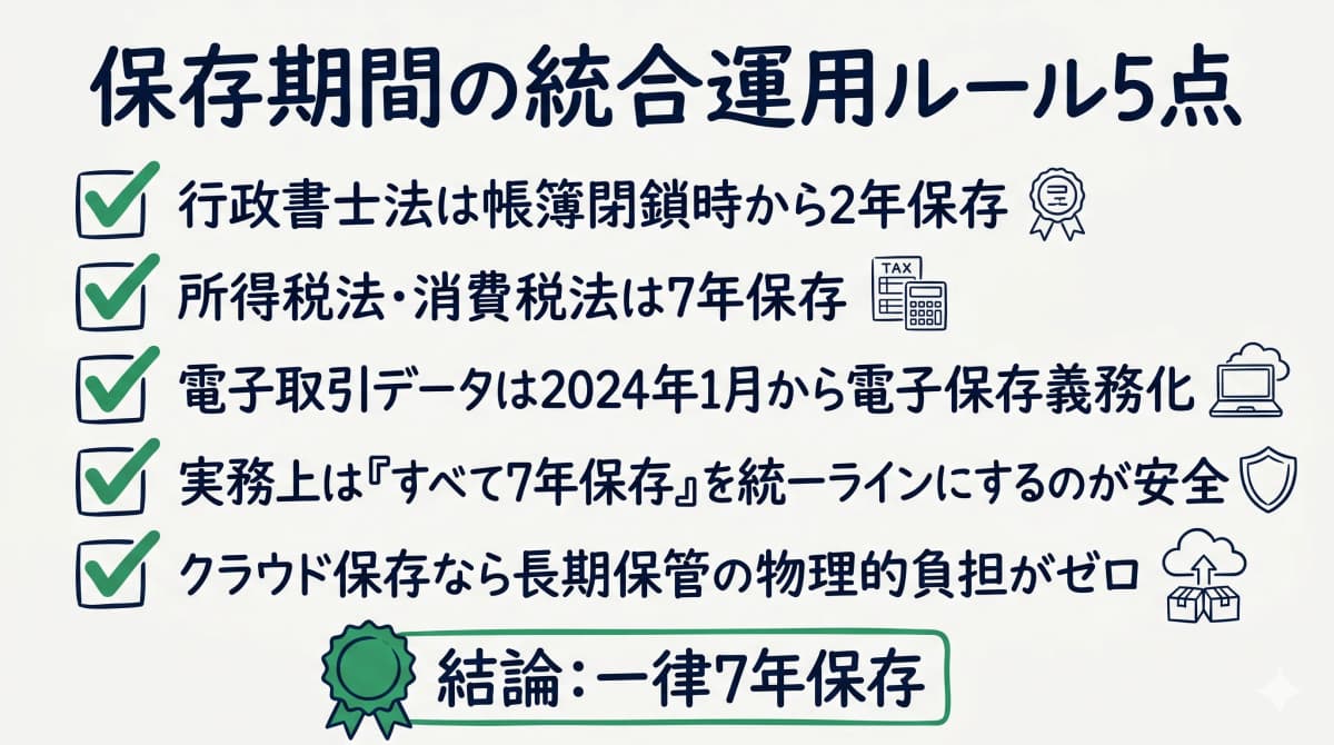 保存期間の統合運用まとめ