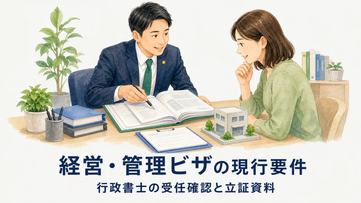 【2026年版】経営・管理ビザの現行要件|行政書士の受任確認と立証資料