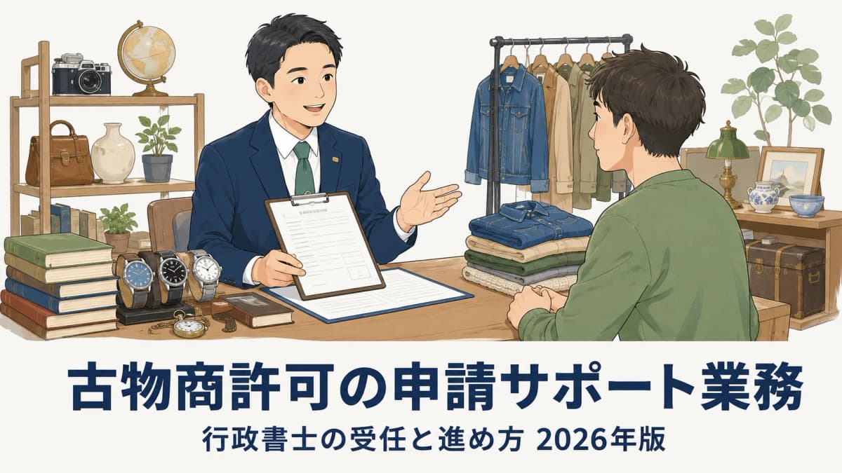 【2026年版】古物商許可の申請サポート業務|行政書士の受任と進め方