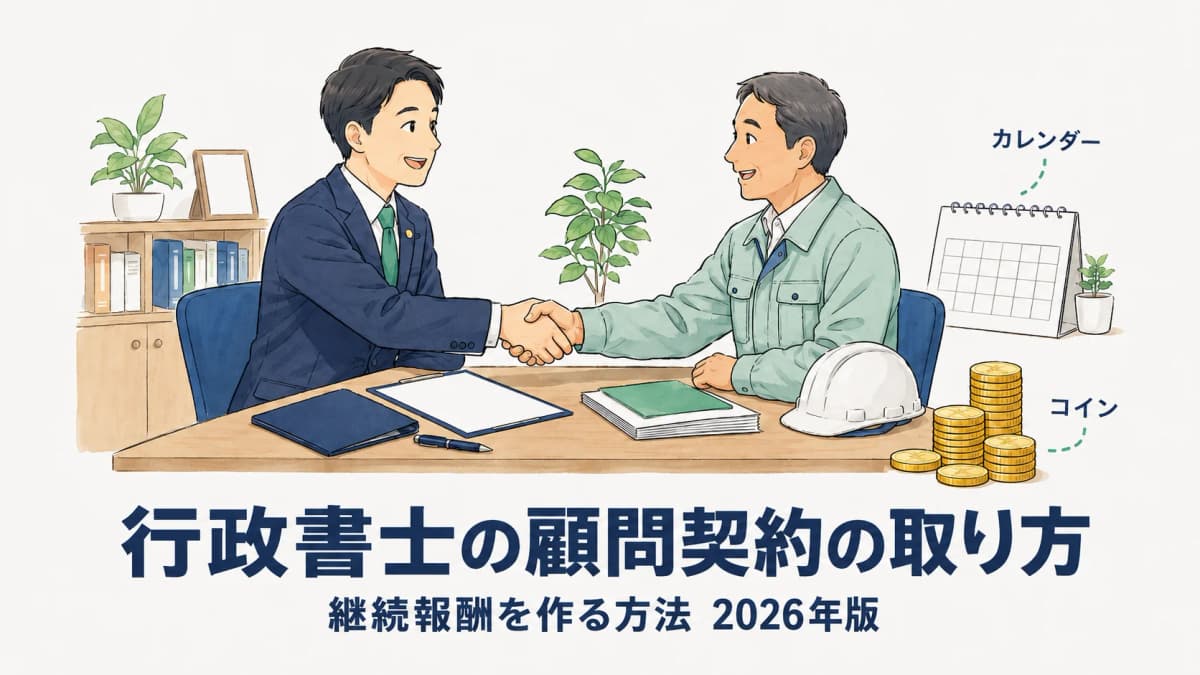 【2026年版】行政書士の顧問契約の取り方|継続報酬を作る方法