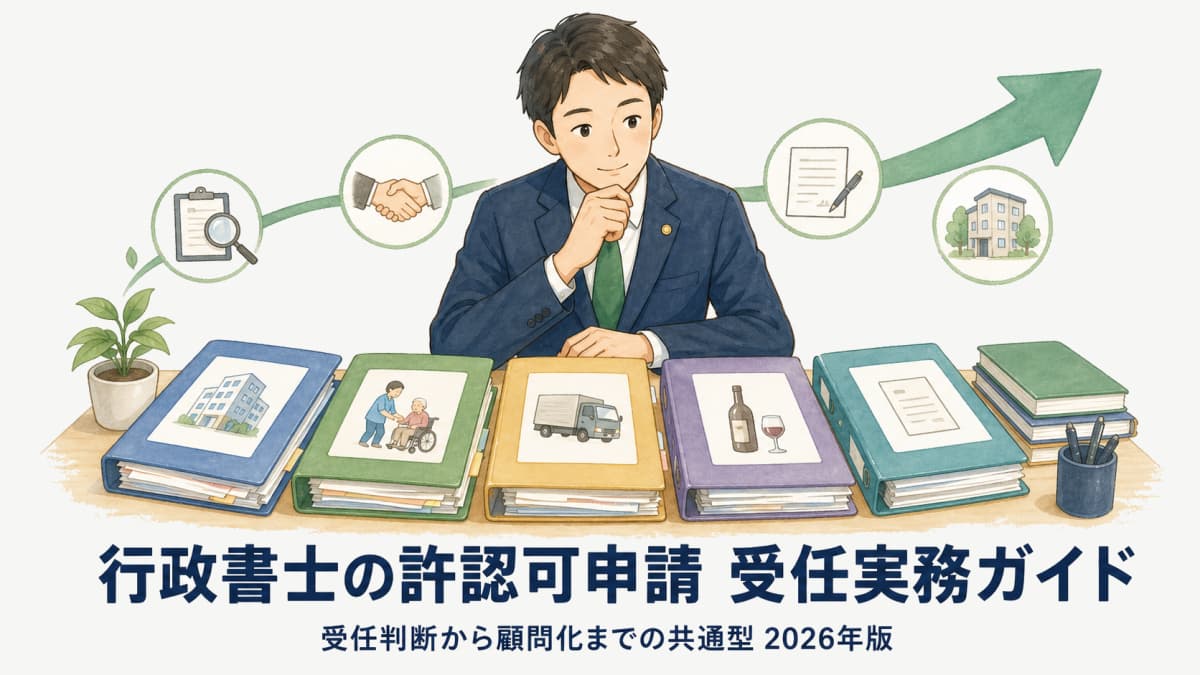 【2026年版】行政書士の許認可申請 受任実務ガイド|受任判断〜書類〜期限管理〜顧問化の共通型