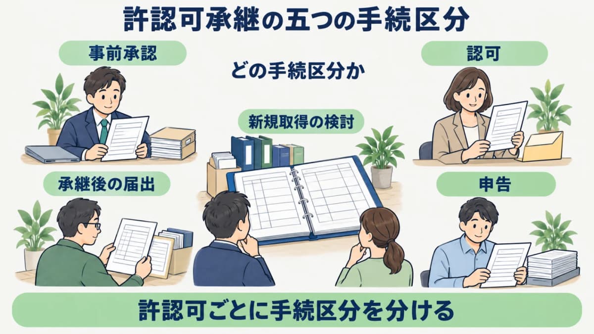 許認可承継の5類型を比較する早見表