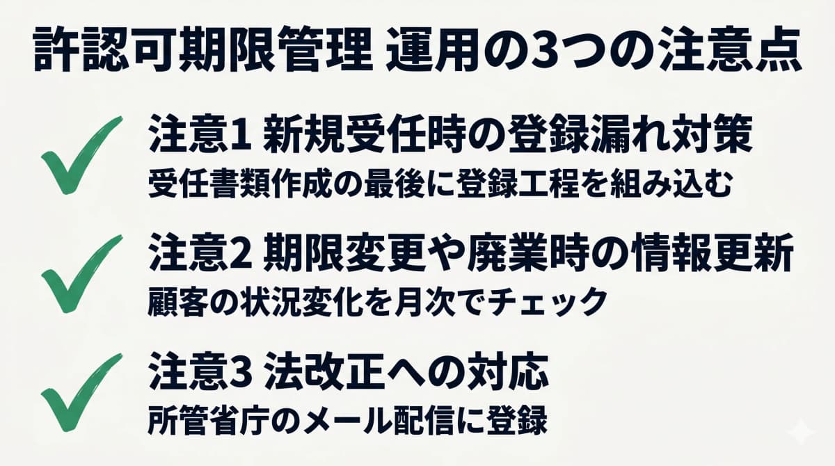 運用の注意点