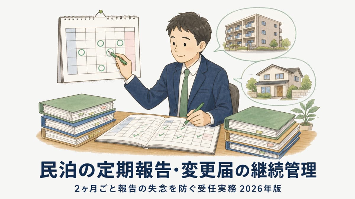 【2026年版】民泊の定期報告・変更届の継続管理|2ヶ月ごと報告の失念を防ぐ受任実務