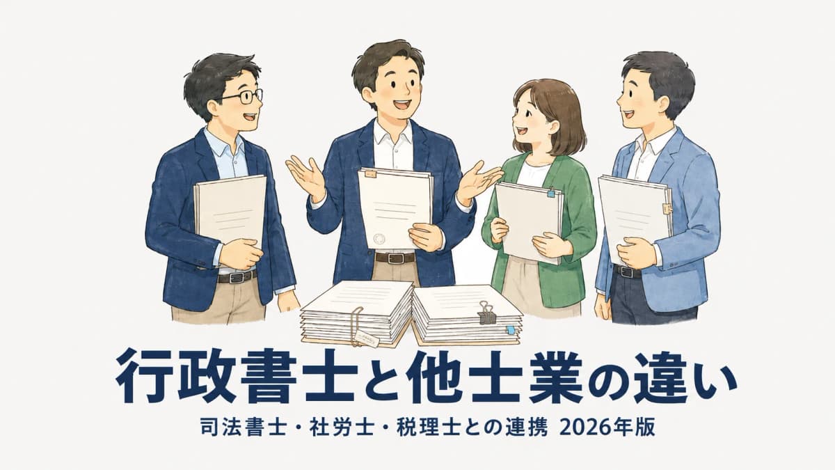 【2026年版】行政書士と他士業の違い|司法書士・社労士・税理士との連携