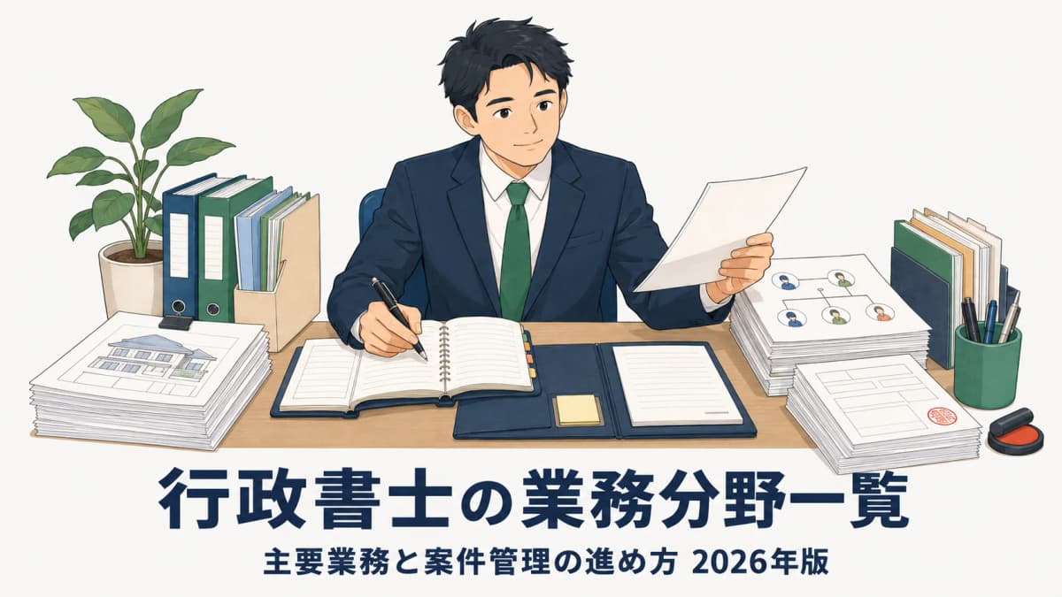 【2026年版】行政書士の業務分野一覧|主要業務と案件管理の進め方