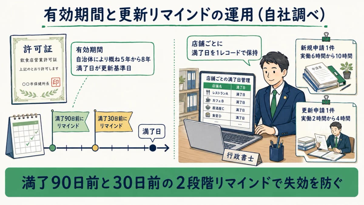 有効期間と更新管理のスケジュールを示す図