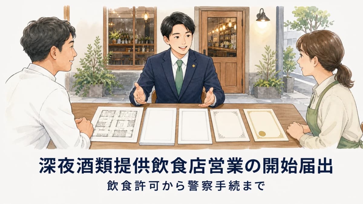 【2026年版】深夜酒類提供飲食店営業の開始届出|飲食許可から警察手続まで