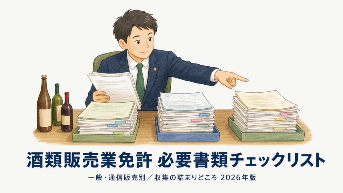 【2026年版】酒類販売業免許 必要書類チェックリスト|一般・通信販売別/収集の詰まりどころ
