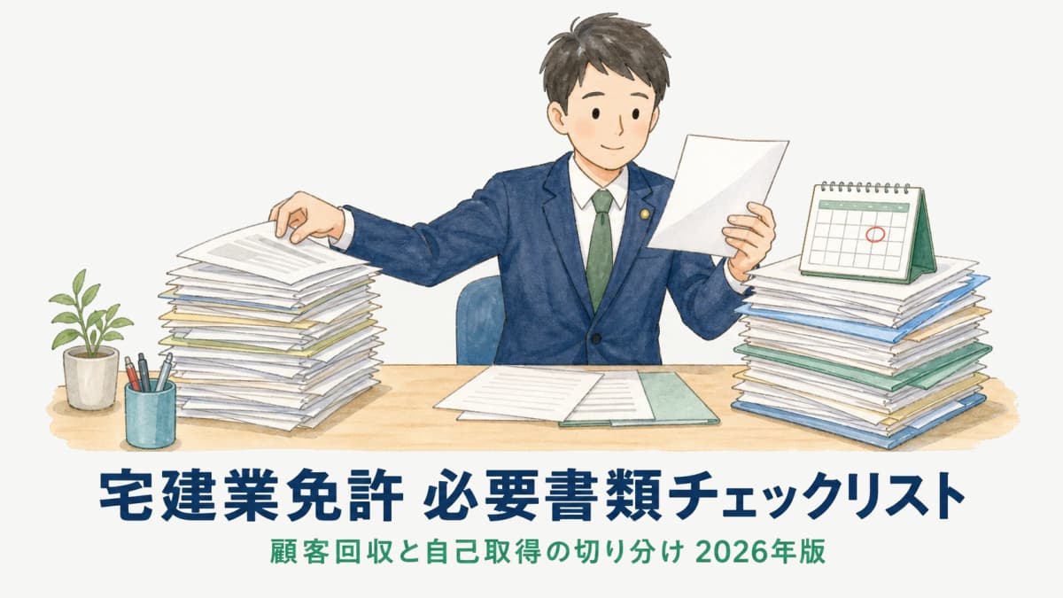 【2026年版】宅建業免許 必要書類・添付書類チェックリスト|顧客回収と自己取得の切り分け