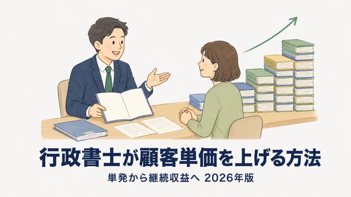【2026年版】行政書士が顧客単価を上げる方法|単発から継続収益へ