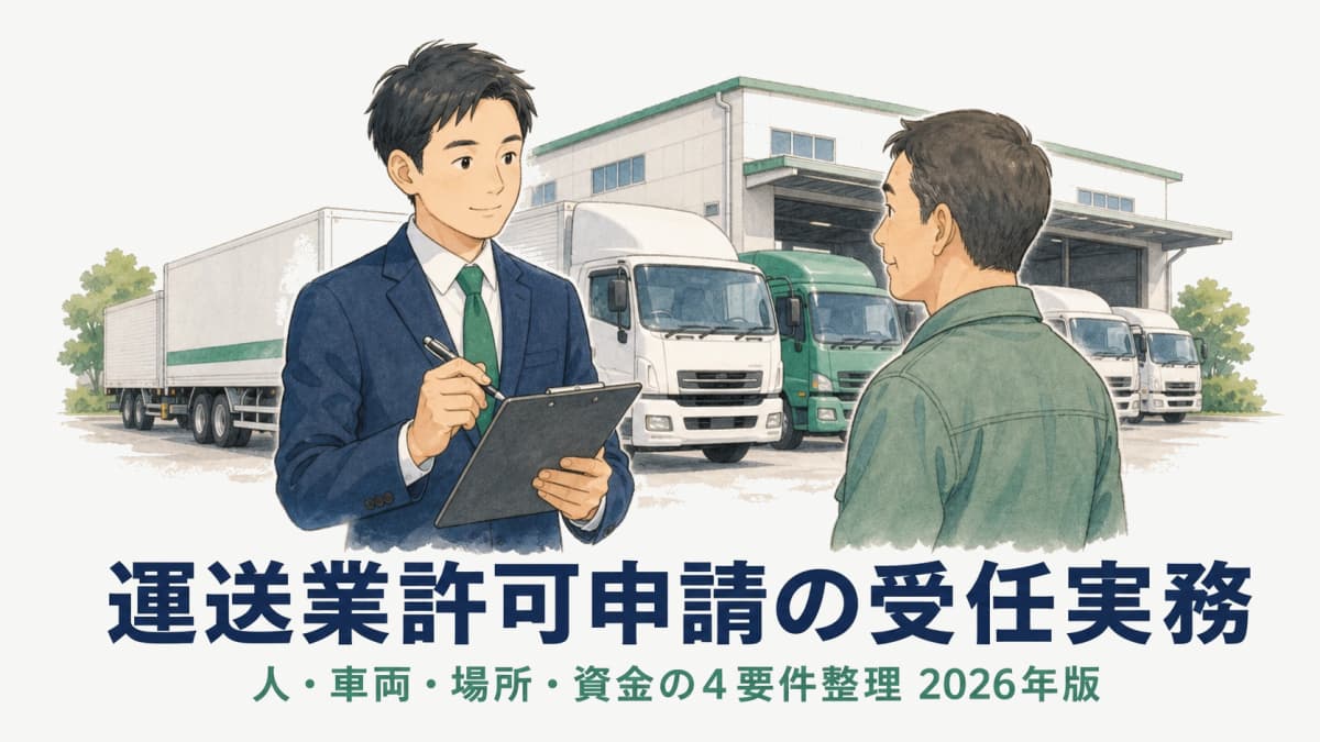 【2026年版】運送業(一般貨物)許可申請の受任実務ガイド|人・車両・場所・資金の要件整理