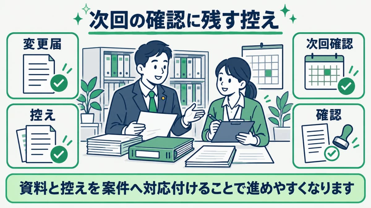 旅館業の変更届の控えを次回確認へ残す図